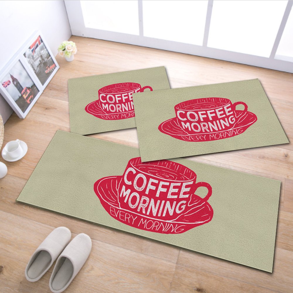 Jogo de Tapete de Cozinha, Café Affogato - 3 Pças