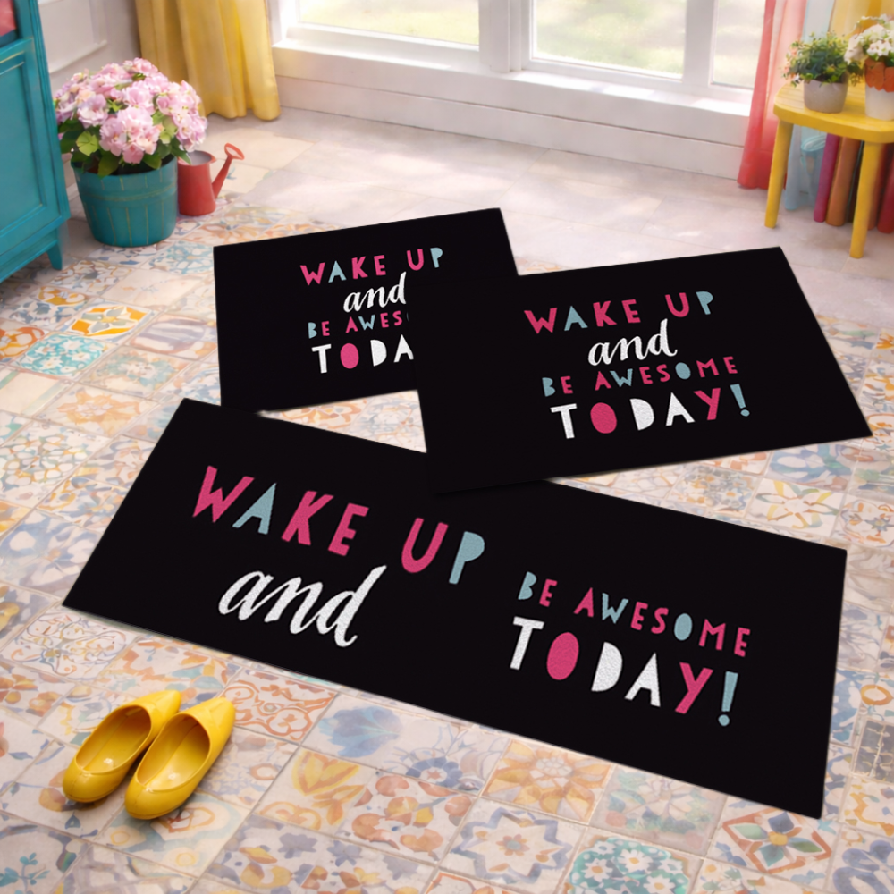 Jogo de Tapete de Cozinha, Wake Up - 3 Pças