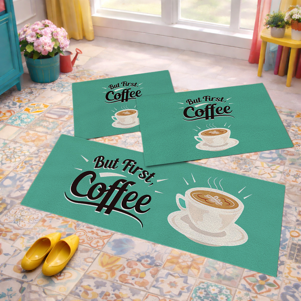 Jogo de Tapete de Cozinha, Coffee Mine - 3 Pças