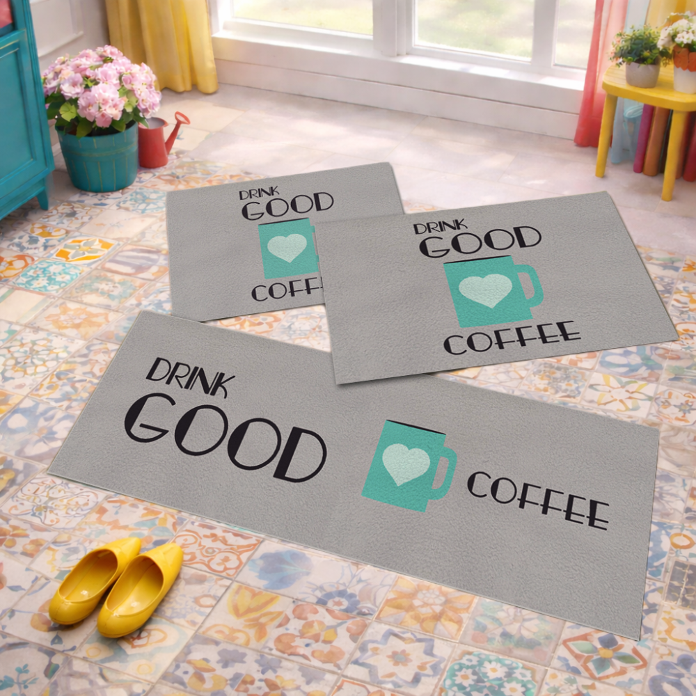 Jogo de Tapete de Cozinha, Coffee Drink - 3 Pças