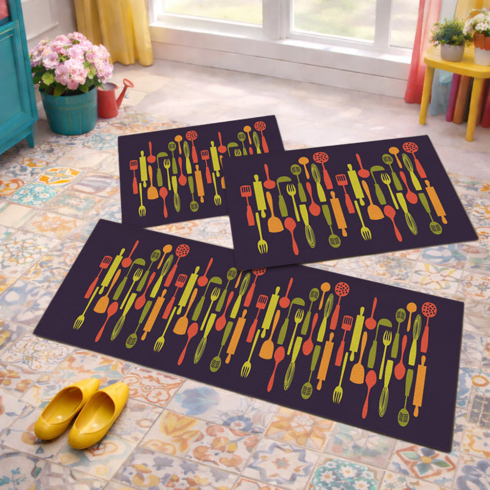 Jogo de Tapete de Cozinha, Utensils - 3 Pças