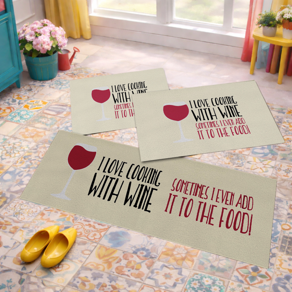 Jogo de Tapete de Cozinha, Wine - 3 Pças