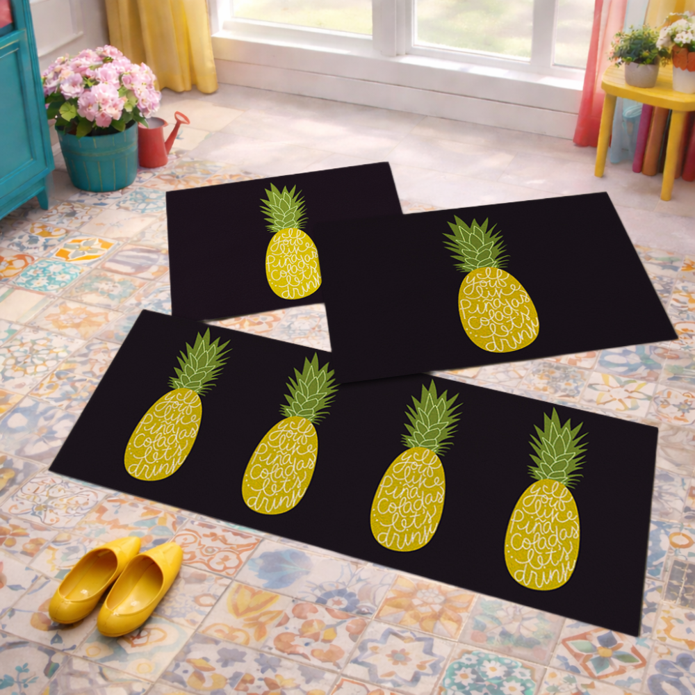 Jogo de Tapete de Cozinha, Abacaxi - 3 Pças
