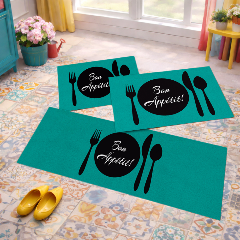 Jogo de Tapete de Cozinha, Bon Appetit - 3 Pças