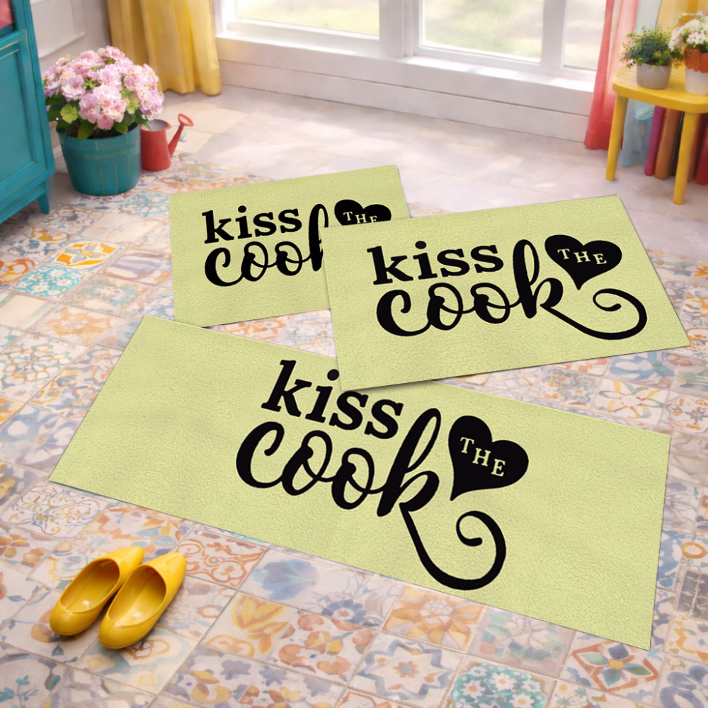 Jogo de Tapete de Cozinha, Kiss Cook - 3 Pças