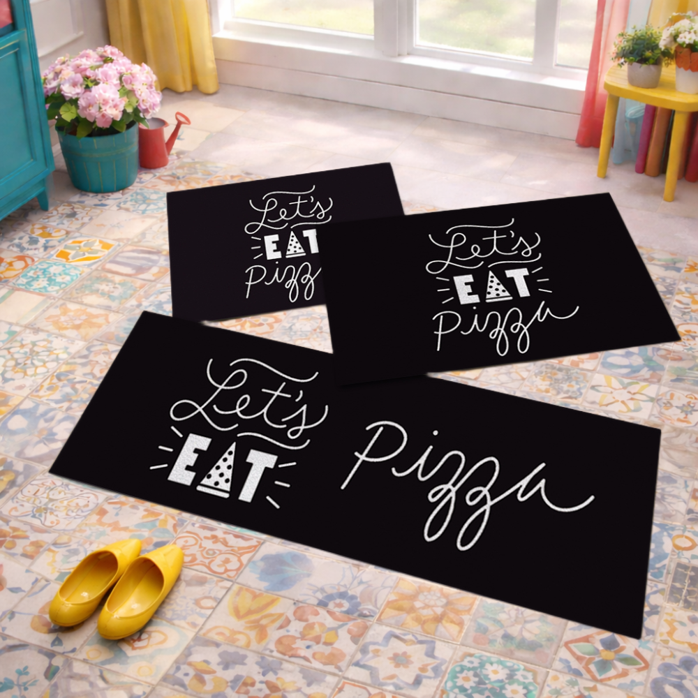 Jogo de Tapete de Cozinha, Pizza Eat - 3 Pças