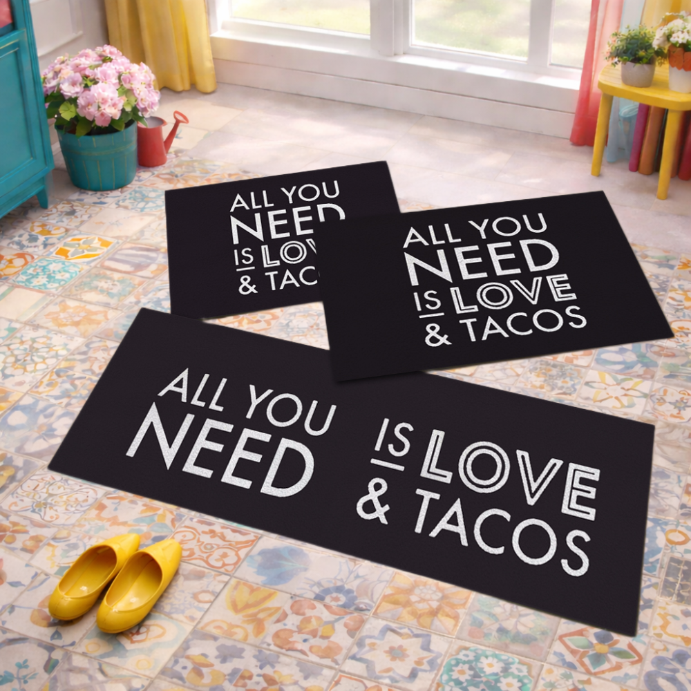 Jogo de Tapete de Cozinha, Love Tacos - 3 Pças