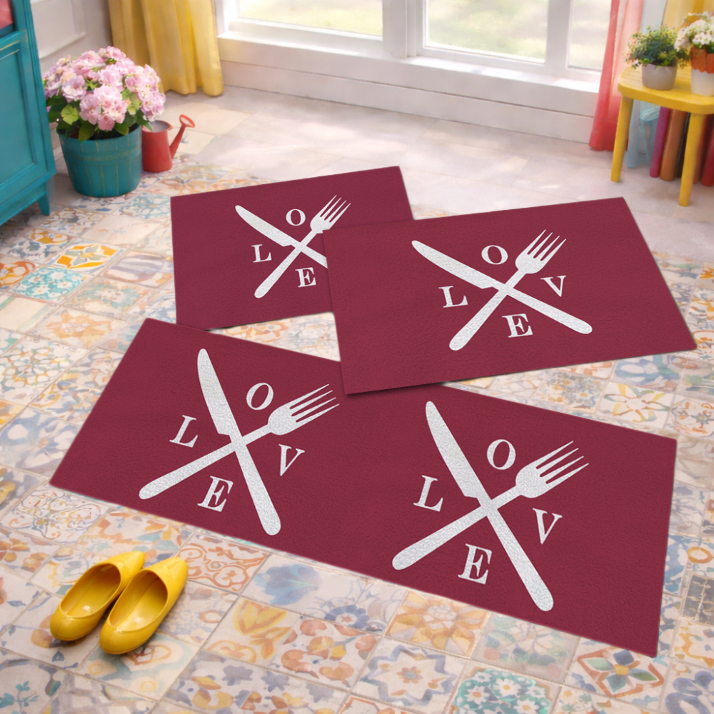 Jogo de Tapete de Cozinha, Lovely - 3 Pças