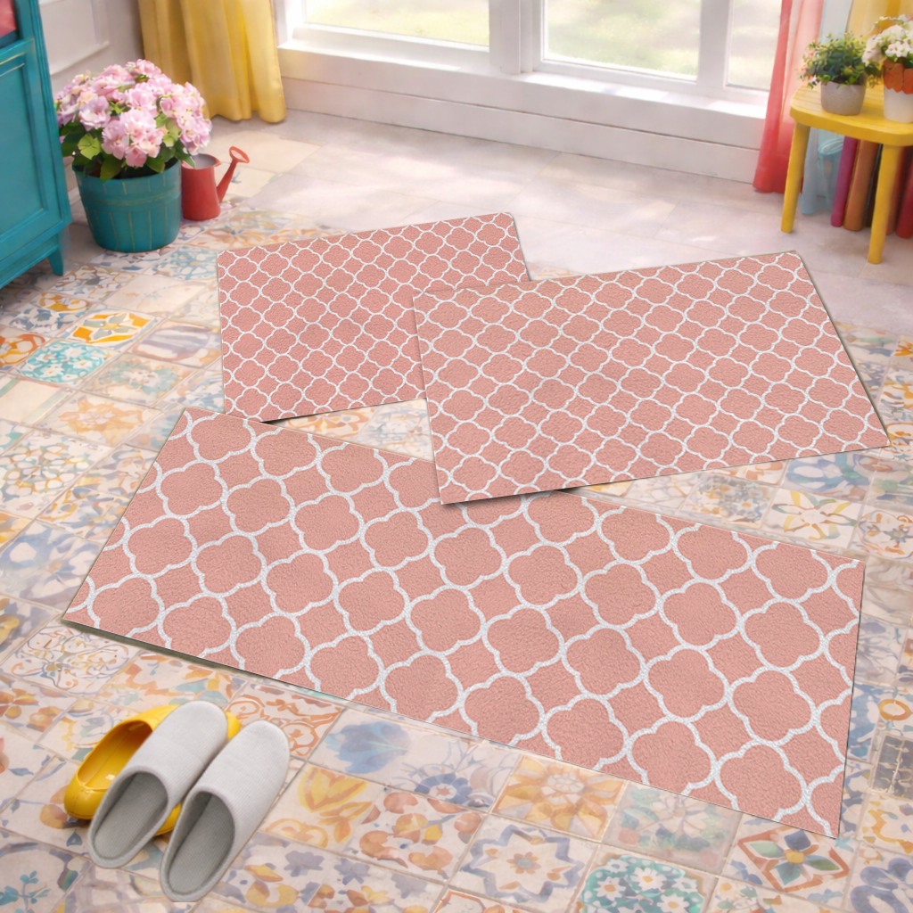 Jogo de Tapete de Cozinha, Rosé - 3 Pças