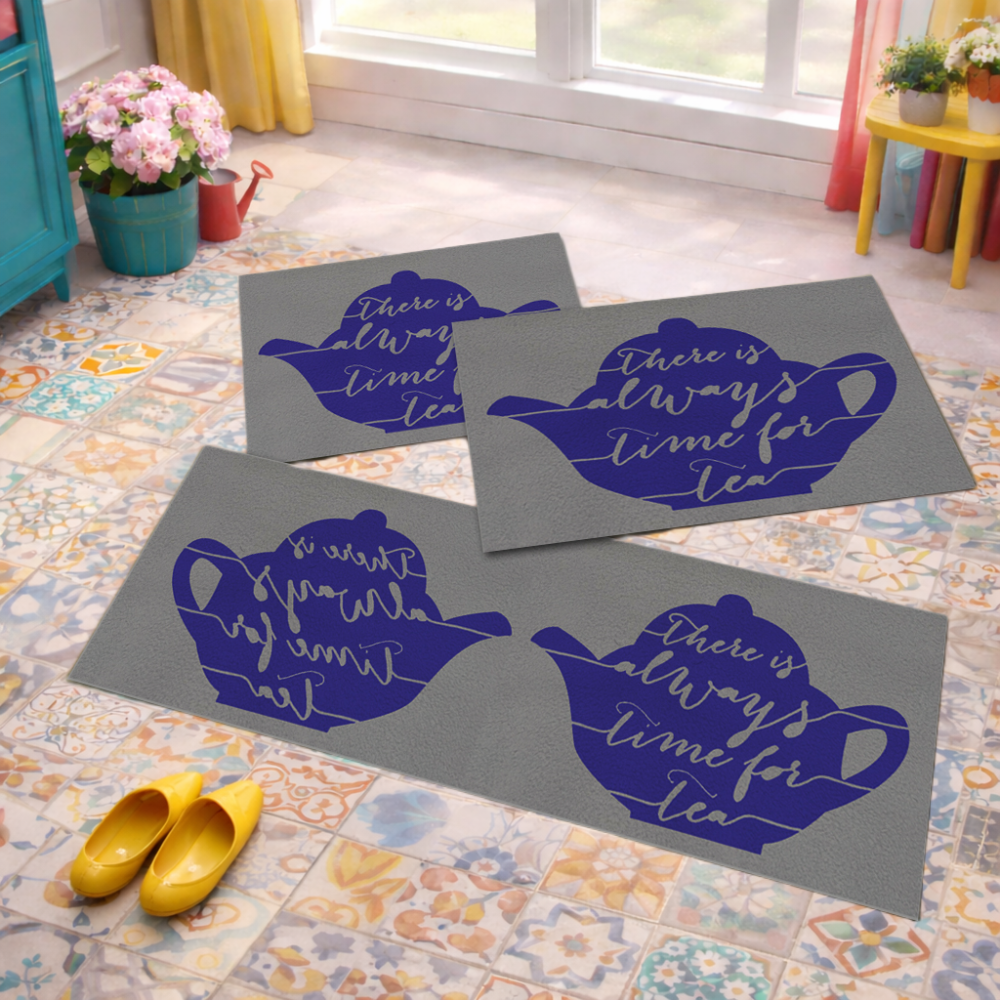 Jogo de Tapete de Cozinha, Tea Blue - 3 Pças