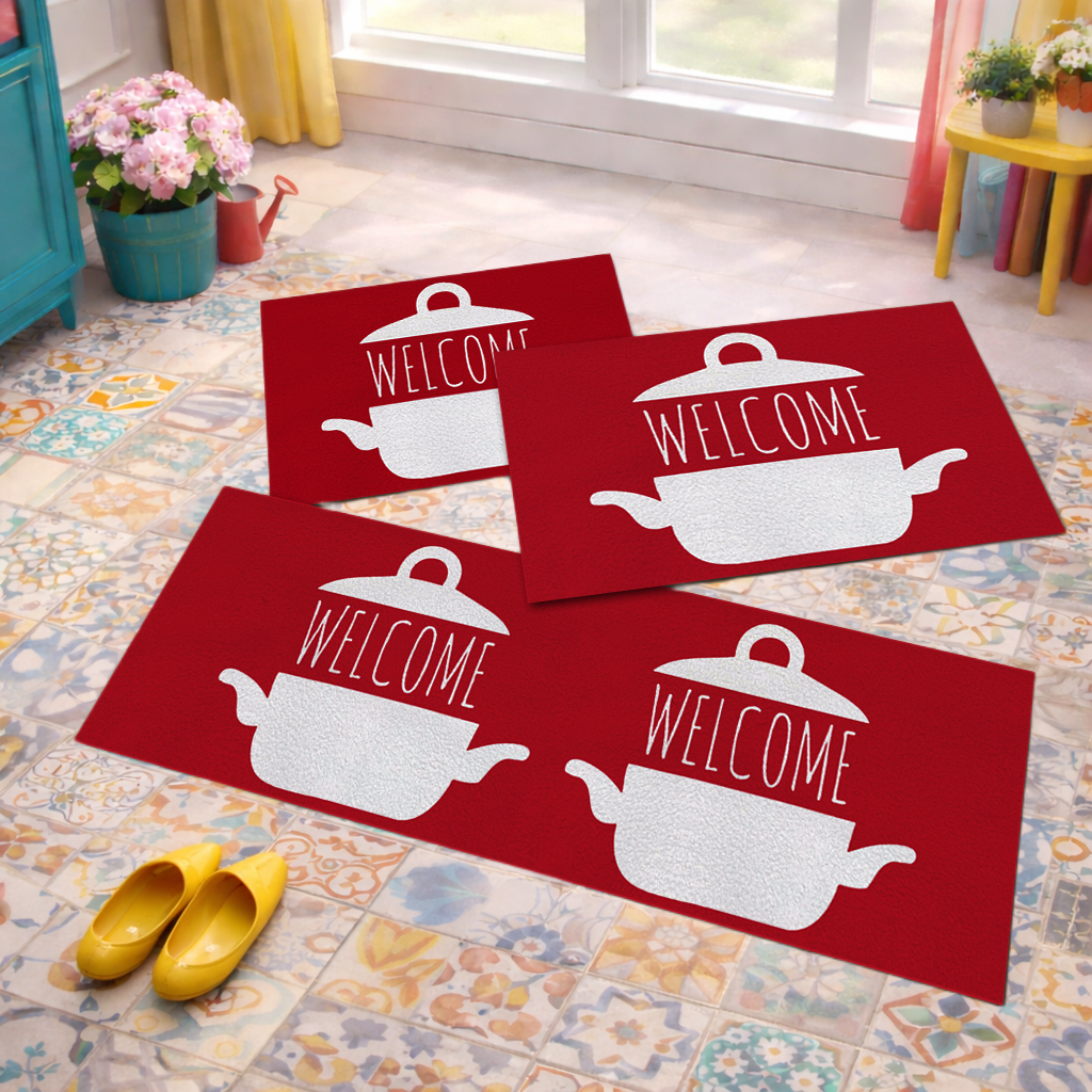 Jogo de Tapete de Cozinha, Welcome - 3 Pças